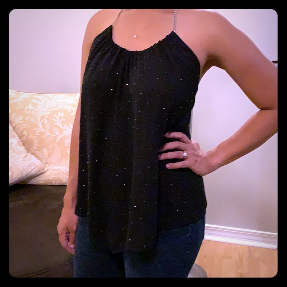 Express Chain Neck Sparkle Handkerchief Halter Top